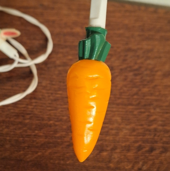 Vintage Blow Mold 10 Light Carrot & Bunny Set Easter String Lights - Picture 6 of 6